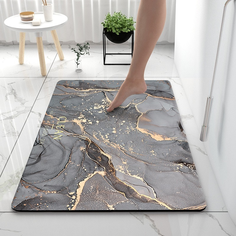Aurora Marble Bath Mat With Anti-Slip Quick-Dry Surface