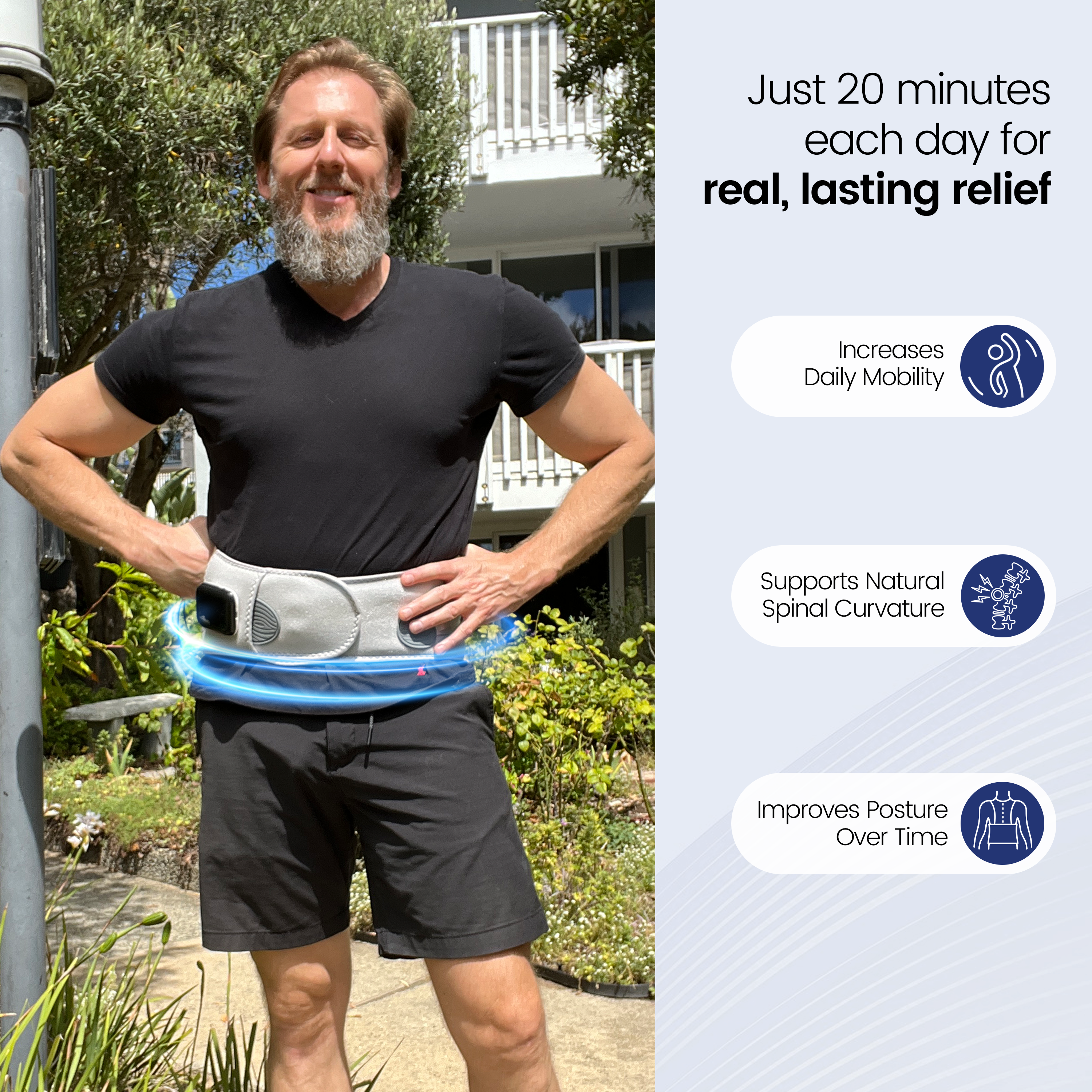 ReliefFlow Adjustable Back Support Belt With Heat and Vibration