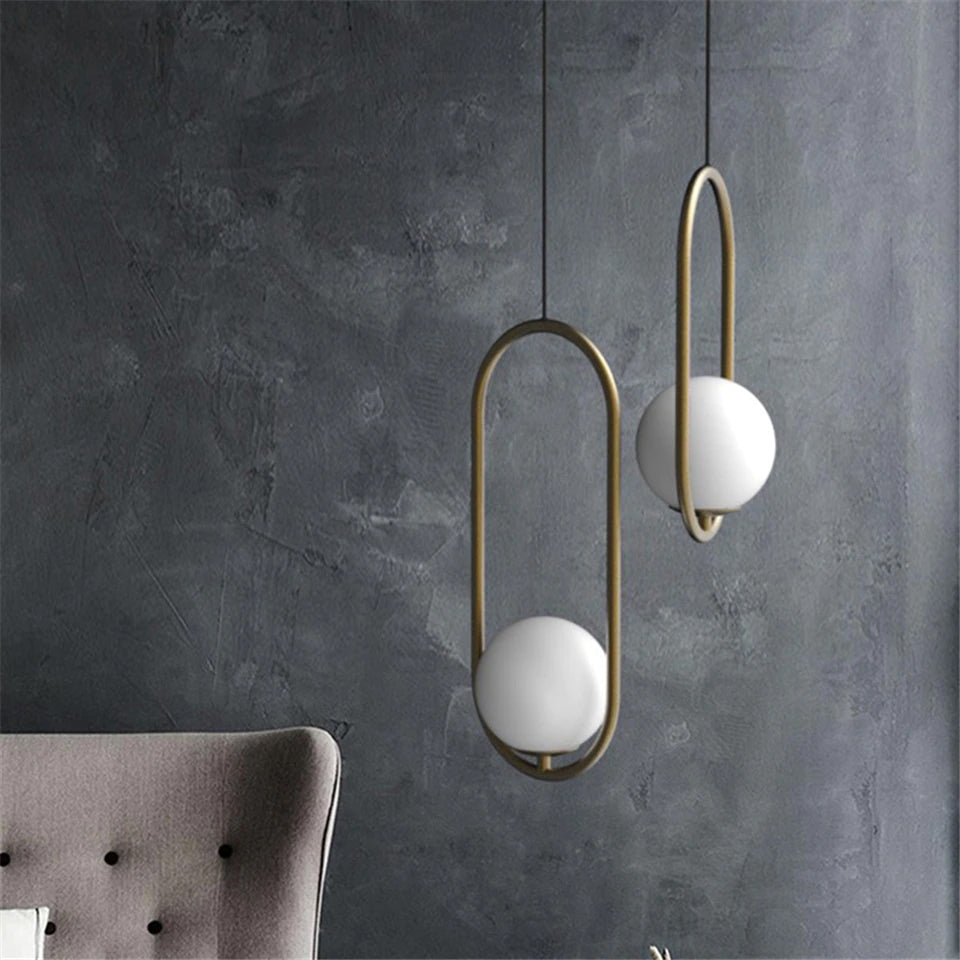 Nordra Orb Sphere Pendant Light With Minimalist Ring Encircling Snow White Sphere