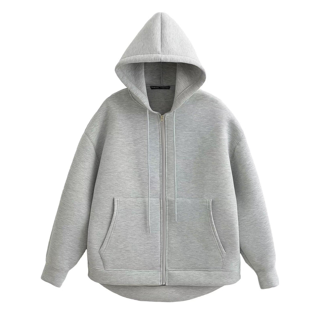 Aster Casual Women's Solid Zipper Hoodie With Big Pockets