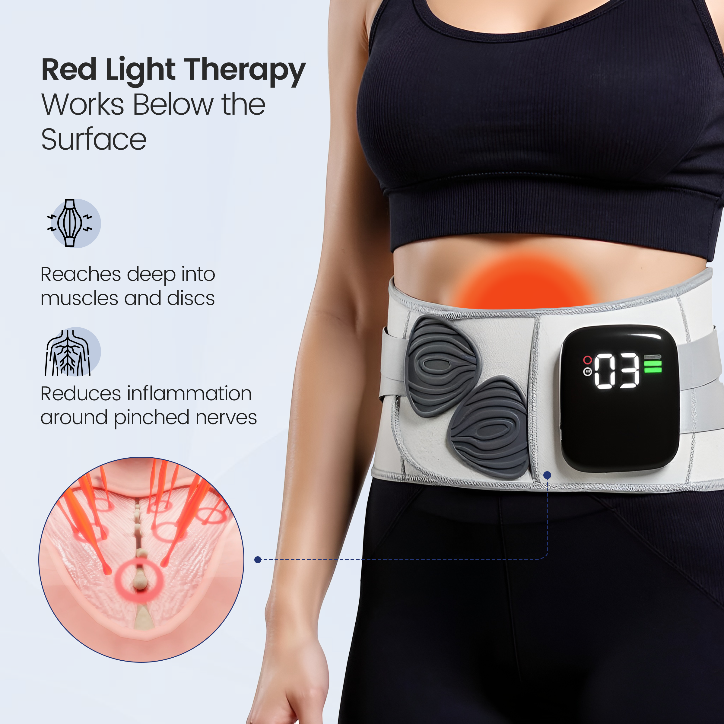 ReliefFlow Adjustable Back Support Belt With Heat and Vibration