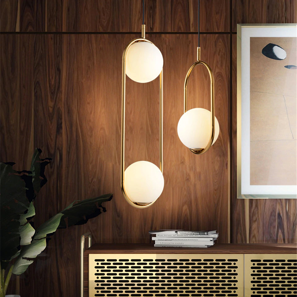 Nordra Orb Sphere Pendant Light With Minimalist Ring Encircling Snow White Sphere