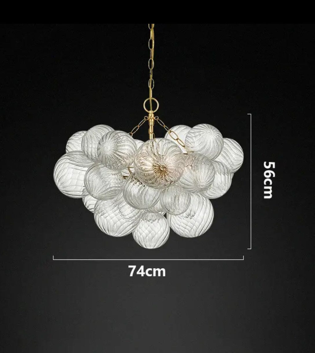 Luminix Bubble Chandelier with Ribbed Glass and Gold Finish