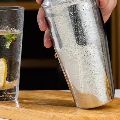 PulseMix 10 Edelstahl-Cocktailshaker-Set mit 10 wichtigen Barwerkzeugen und Ständer