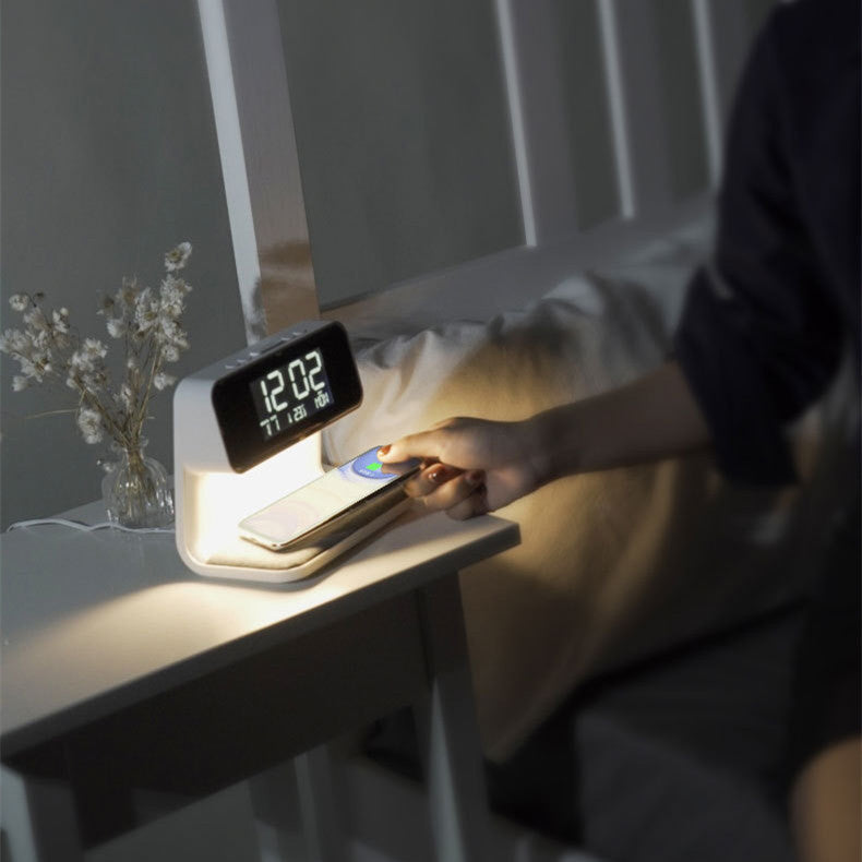Multifunction Alarm Clock With Wireless Charging Night Lamp
