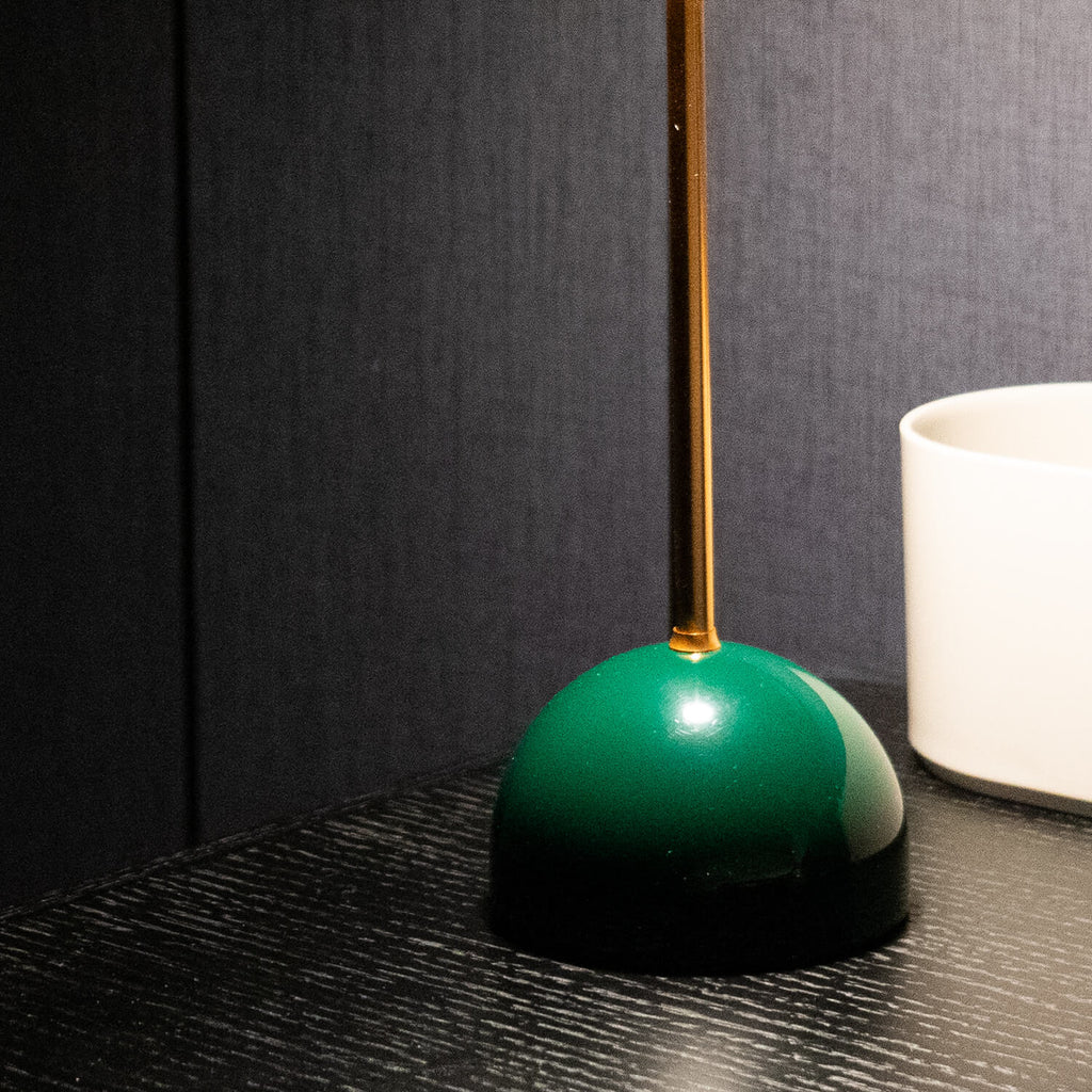 Vynir Emerald Green Base and Top with Brass Stem Table Lamp