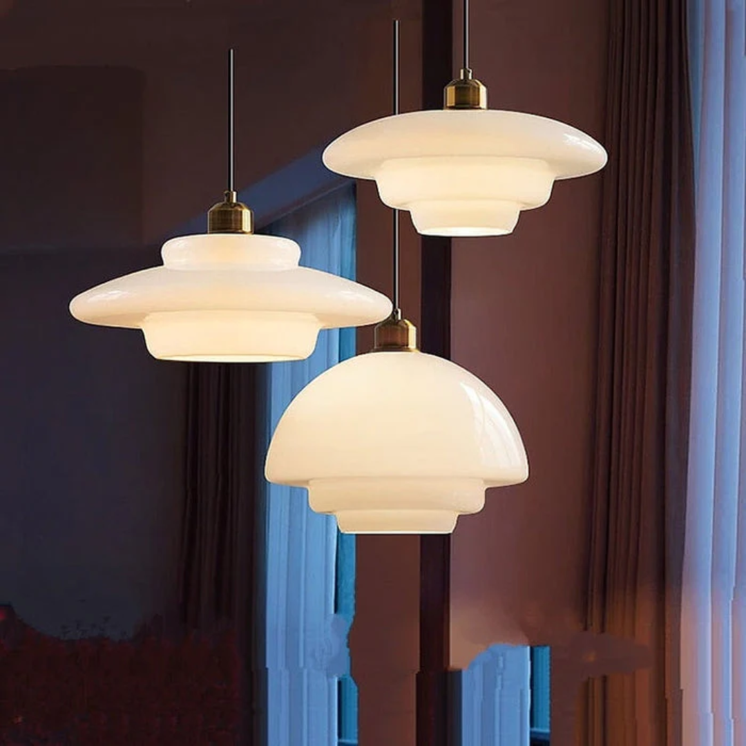 Celestia | White Glass Pendant Light for Dining and Kitchen Areas