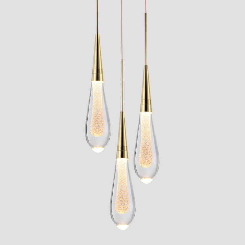 Aurelia Golden Droplet Pendant Light with Crystal Glow