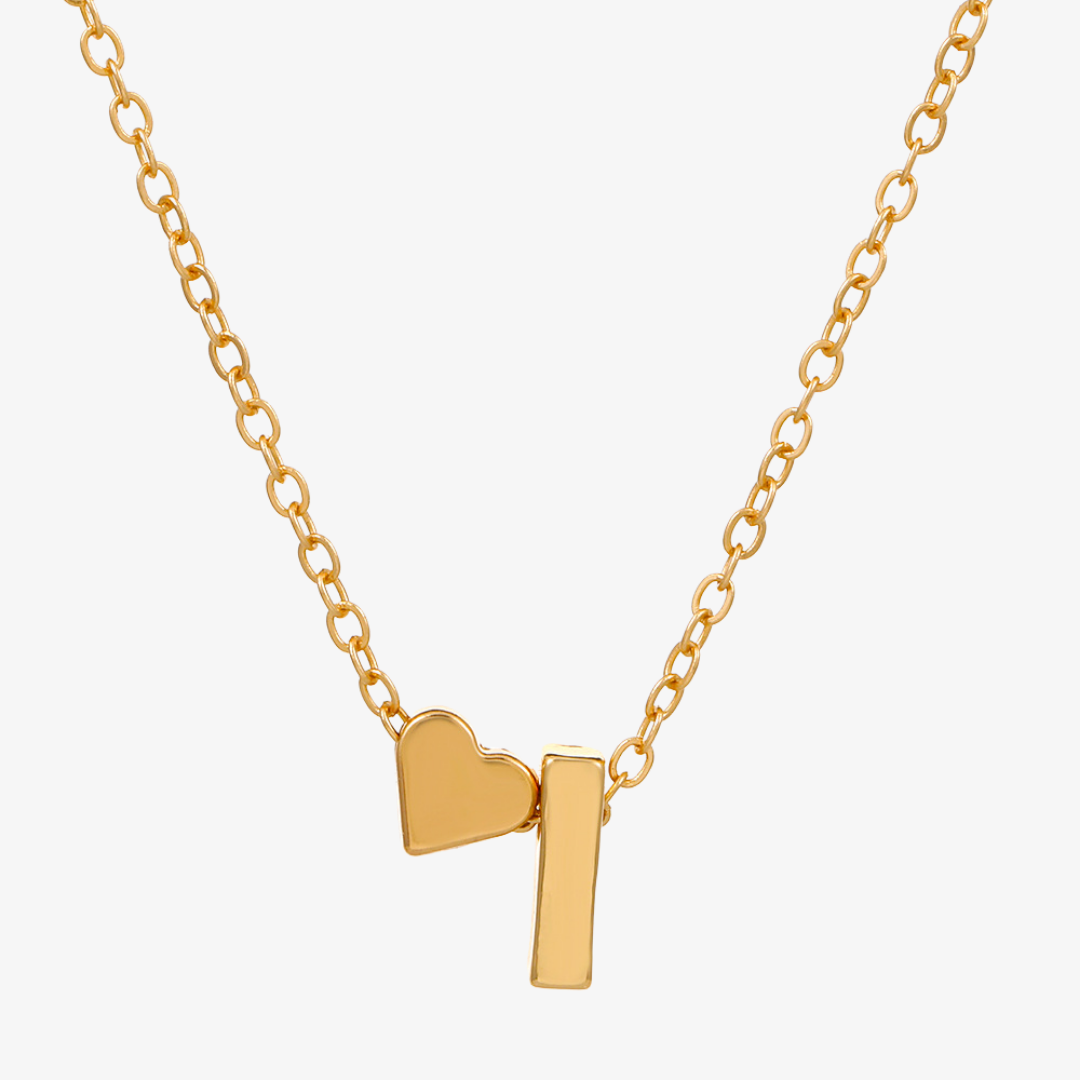 Luna Heart Initial Pendant Necklace
