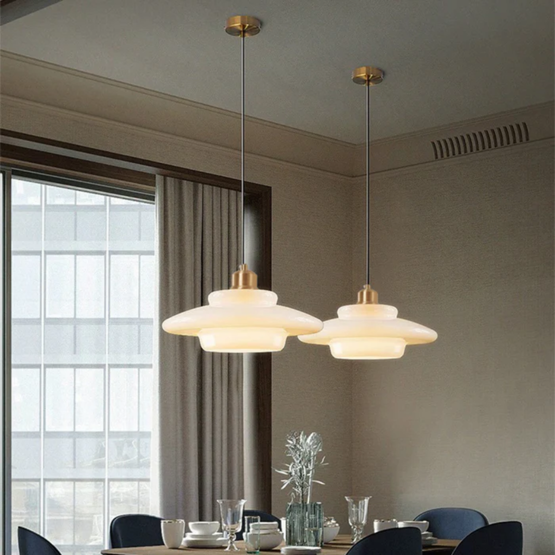Celestia | White Glass Pendant Light for Dining and Kitchen Areas