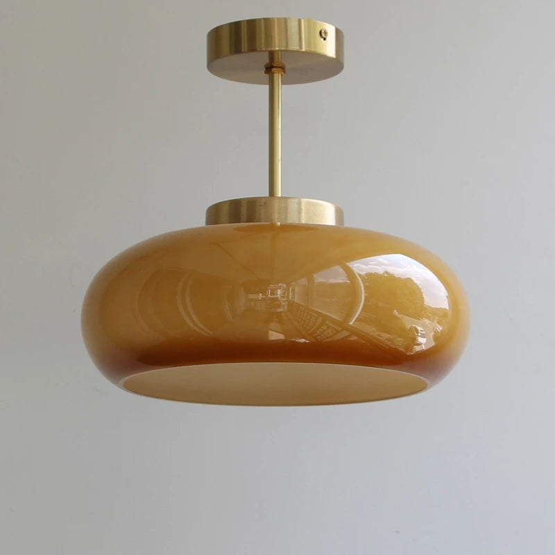Solara Ember Glas 28-cm Vintage Halbeinbau-Deckenleuchte