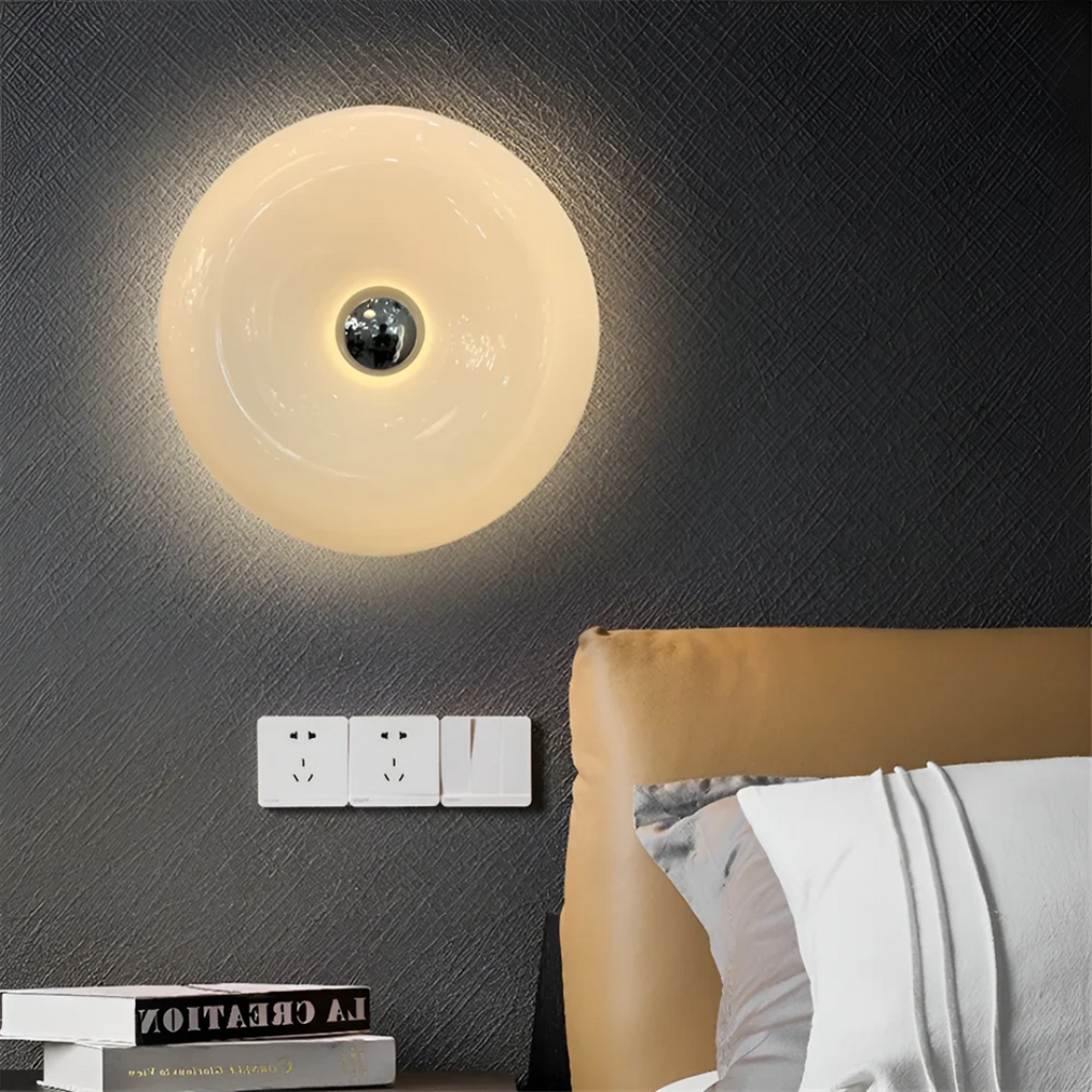 Orinova Glass Wall Lamp With Donut Silhouette And Warm Glow By Ardentra