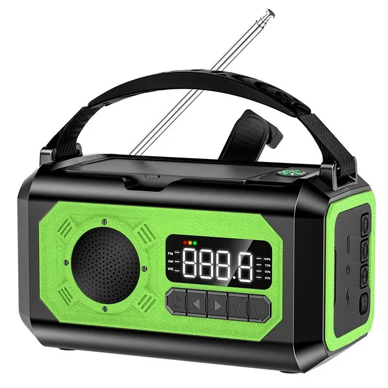Napelemes Kurblis Vészrádió 12000mAh AM FM NOAA Időjárásjelzésekkel