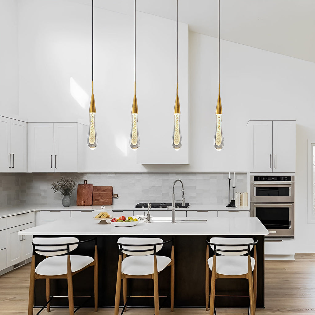 Aurelia Golden Droplet Pendant Light with Crystal Glow