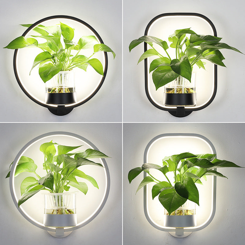 VerdantGlow Planter Wall Light With Glass Plant Cup