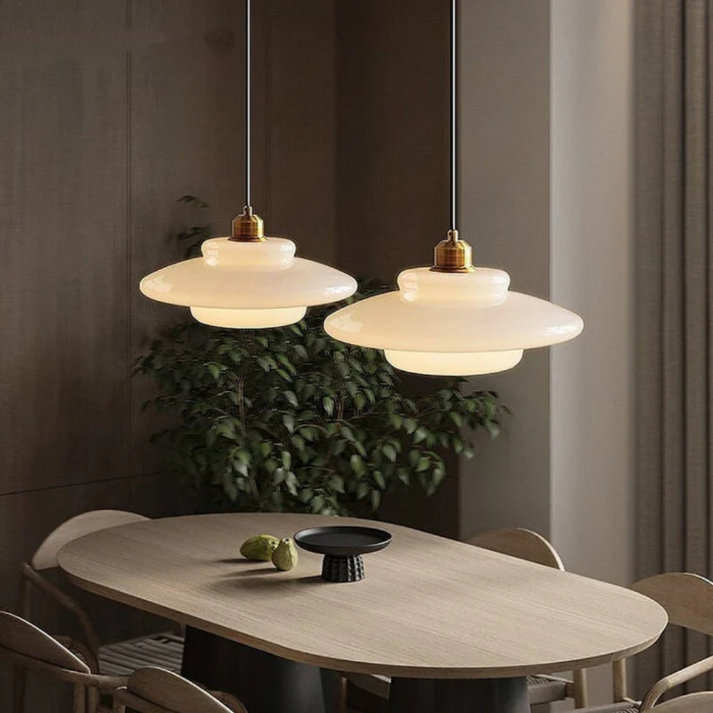 Celestia | White Glass Pendant Light for Dining and Kitchen Areas