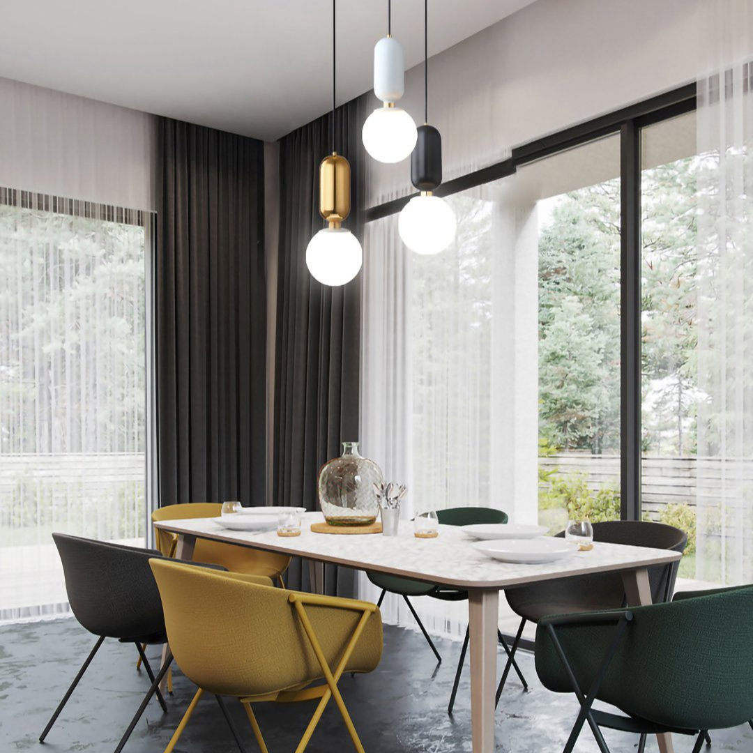 Moderní závěsná lampa Asterra do jídelny