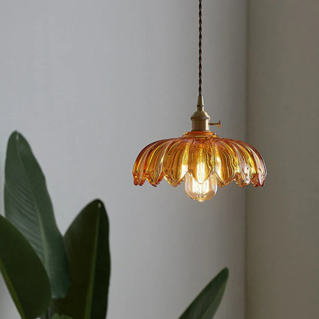 Aurelia Vintage Floral Glass Pendant Light For Indoor Lighting
