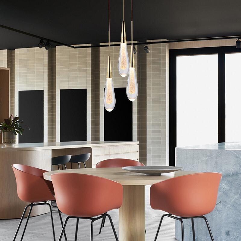Aurelia Golden Droplet Pendant Light with Crystal Glow