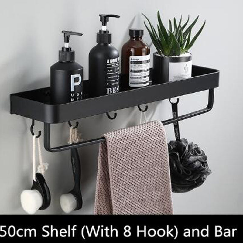 Moderner schwarzer Space-Aluminium-Badezimmer-Wandregal-Stil