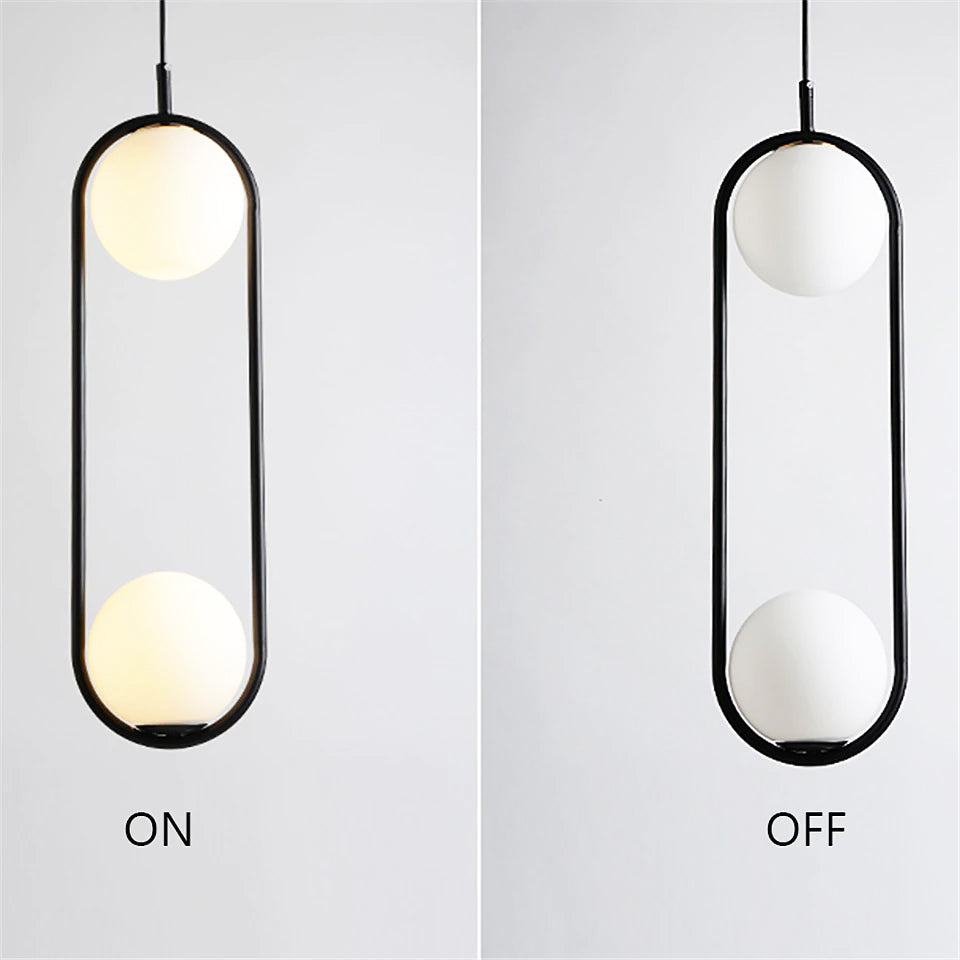 Nordra Orb Sphere Pendant Light With Minimalist Ring Encircling Snow White Sphere