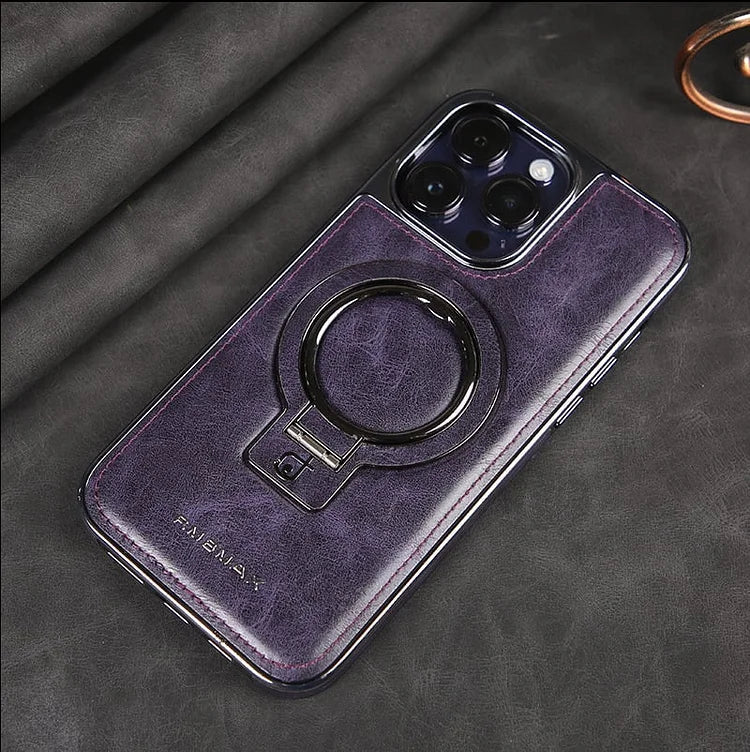 Carcasă suport metalic LuxeLeather pentru iPhone