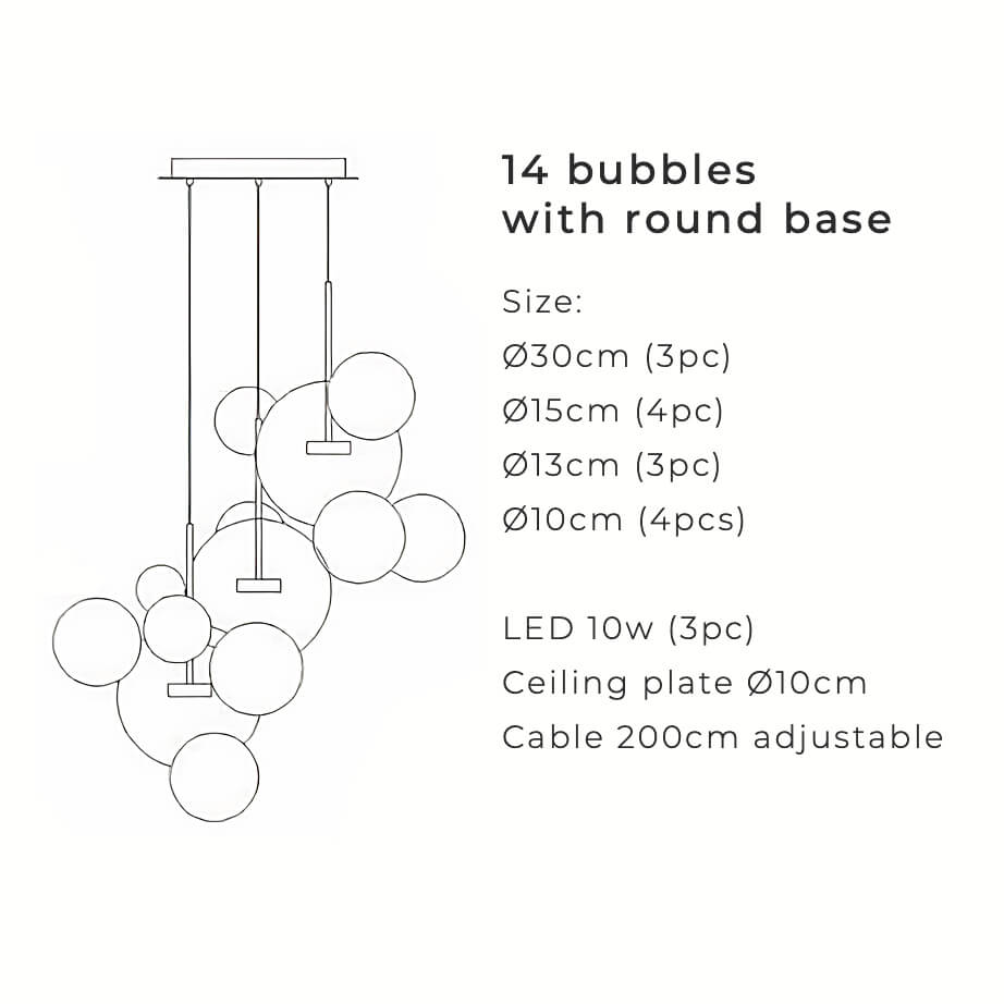 AstraNova Snowball glaslysekrone med matte eller krystalsfærer