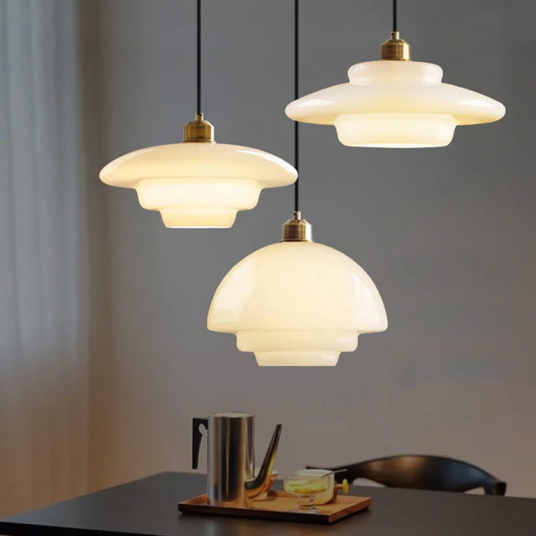 Celestia | White Glass Pendant Light for Dining and Kitchen Areas