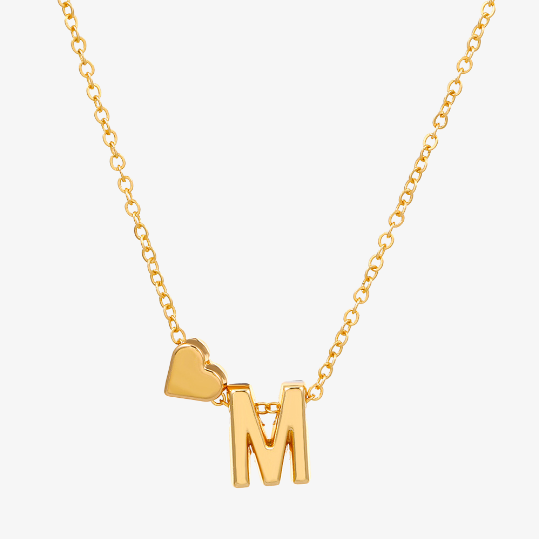 Luna Heart Initial Pendant Necklace