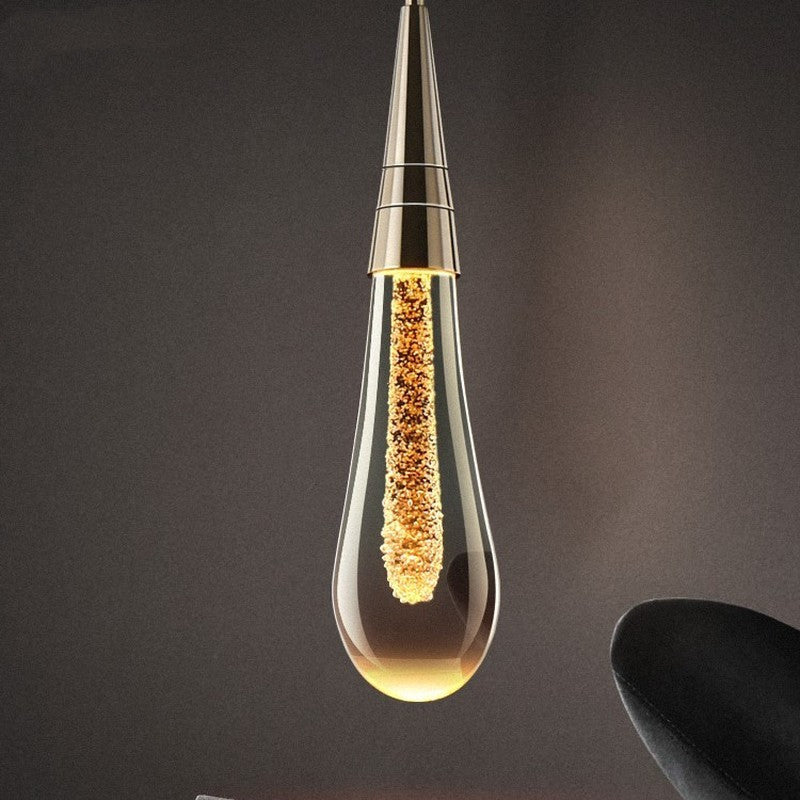 Aurelia Golden Droplet Pendant Light with Crystal Glow