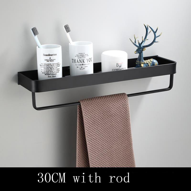 Moderner schwarzer Space-Aluminium-Badezimmer-Wandregal-Stil
