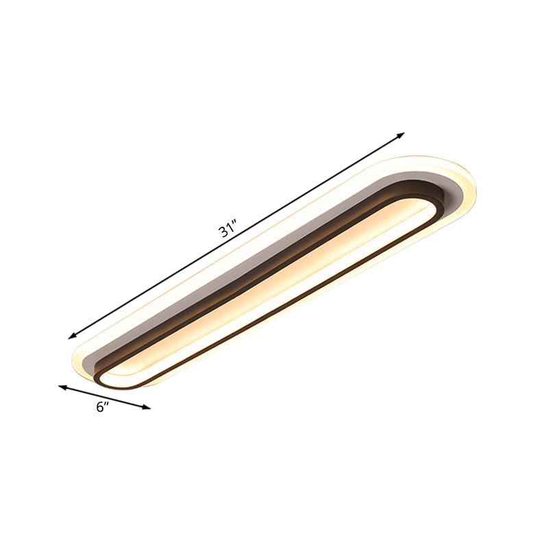 Oval LED Ceiling Light With Black Or White Housing And Acrylic Diffuser