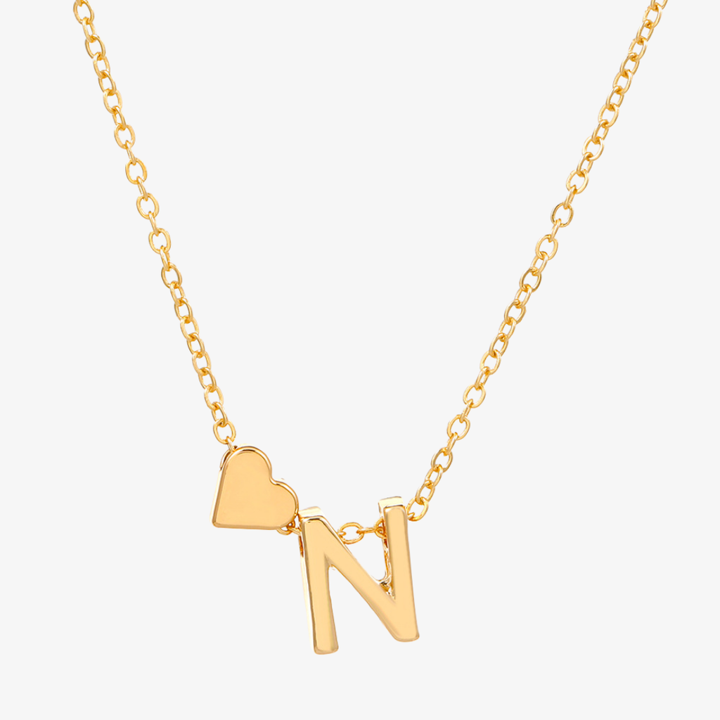 Luna Heart Initial Pendant Necklace