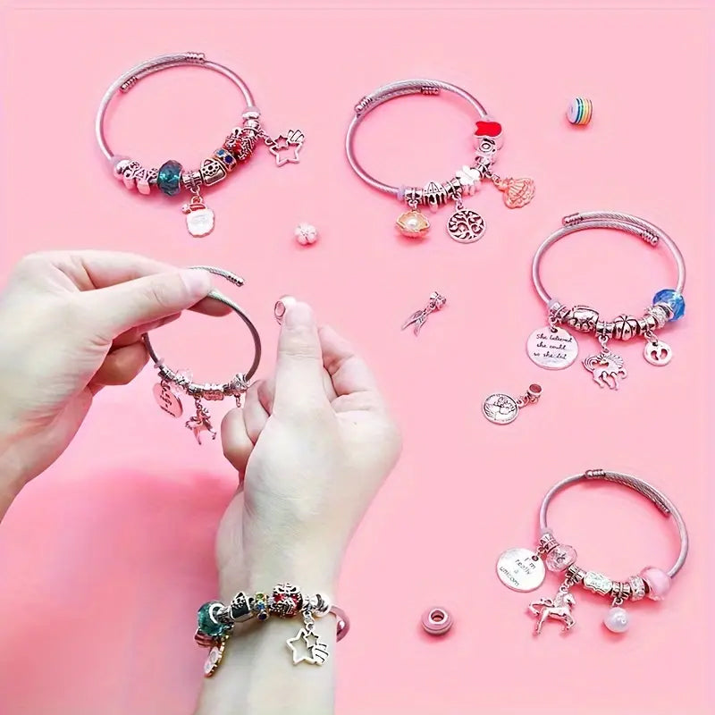 NovaCraft DIY Charm Bracelet Craft Kit For Girls Featuring Alloy Beads And Crystals