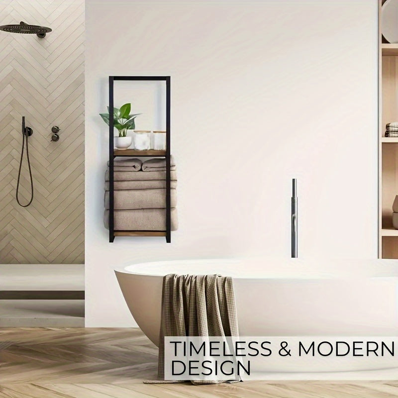 Space Saving Towel Rack Wall Mounted Holder for an Organized Bathroom