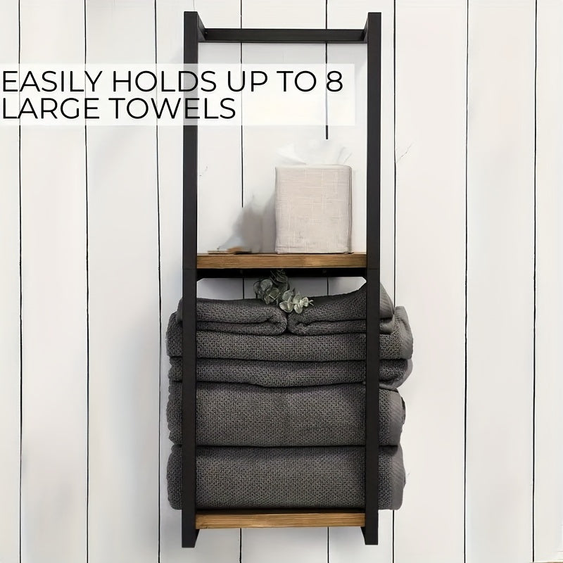 Space Saving Towel Rack Wall Mounted Holder for an Organized Bathroom