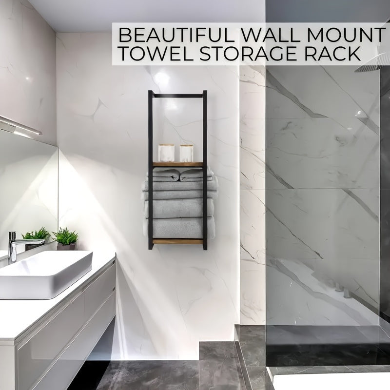 Space Saving Towel Rack Wall Mounted Holder for an Organized Bathroom
