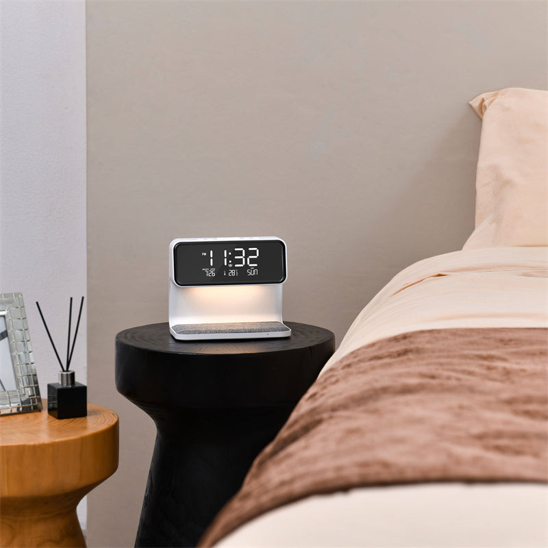 Multifunction Alarm Clock With Wireless Charging Night Lamp