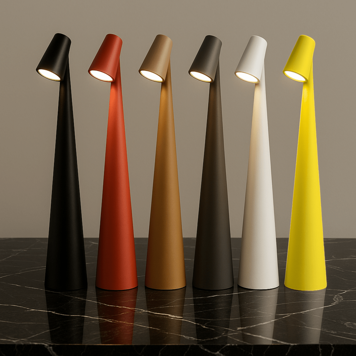 Candeeiro de Mesa Metálico Recarrregável Estiloso para Interior e Exterior