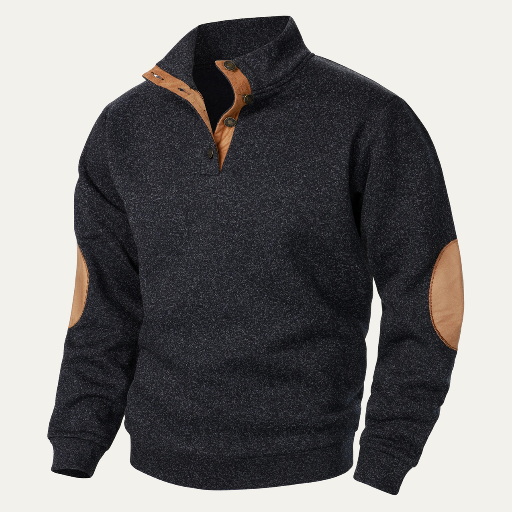 Astra Stand Collar Knitted Sweater With Button Details And Long Sleeves