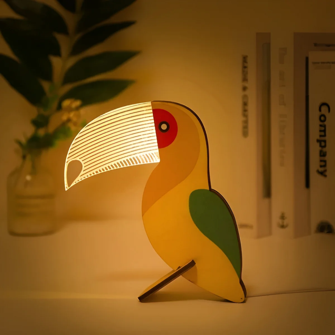 AuroraWood LED Night Light in Wood and Acrylic for Warm Bedroom Glow