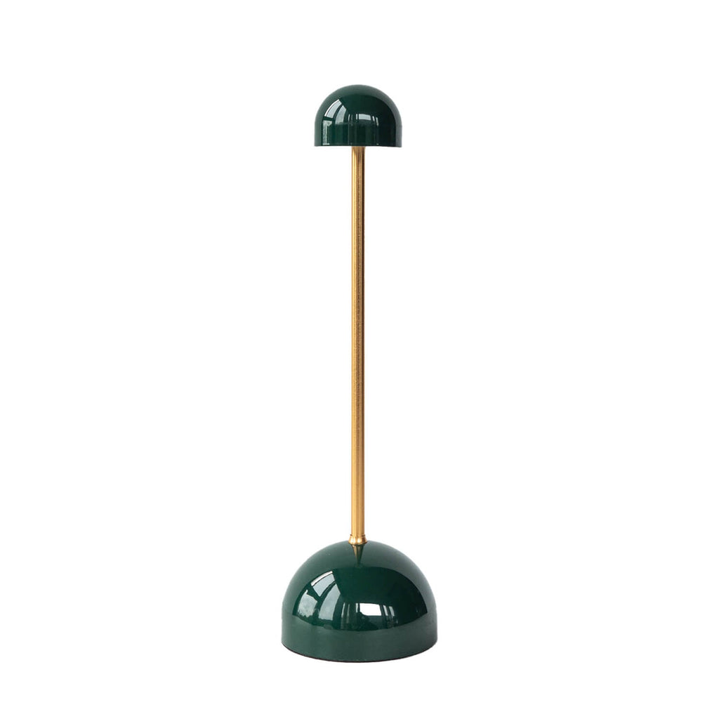 Vynir Emerald Green Base and Top with Brass Stem Table Lamp