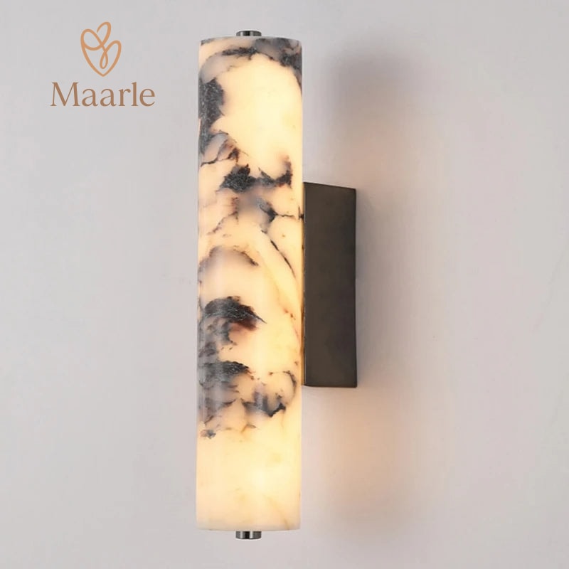 Marvello | Natural Marble Cylindrical Wall Lamp for Bedroom and Stairs