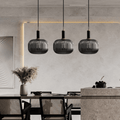 Nordic Vintage Style Striped Glass Pendant Light With Black Glass And Metal