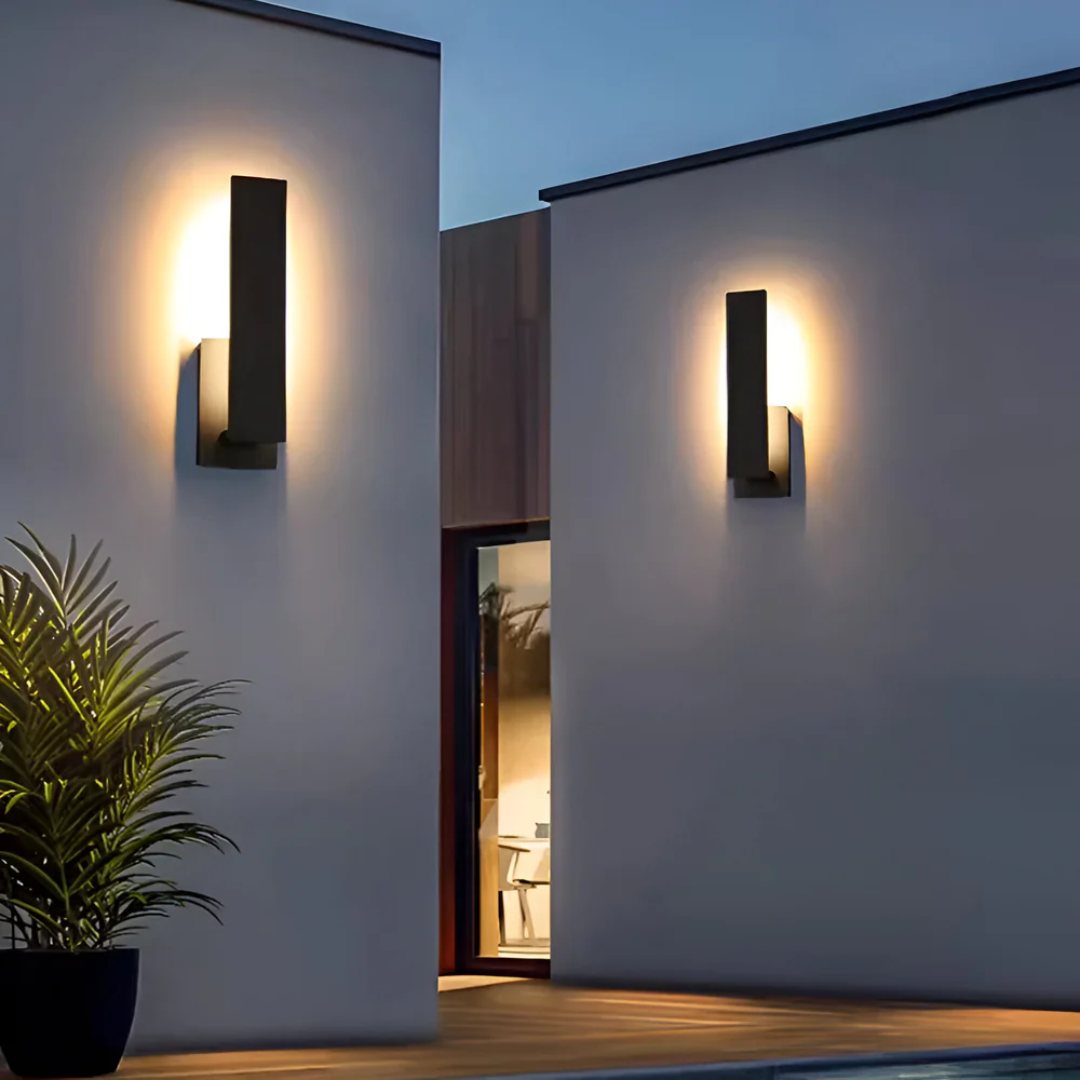 AstraLume Minimalist Outdoor Wall Light With Warm LED Glow
