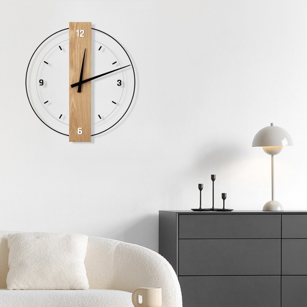 Averin Large Silent Wooden Wall Clock for Living Room