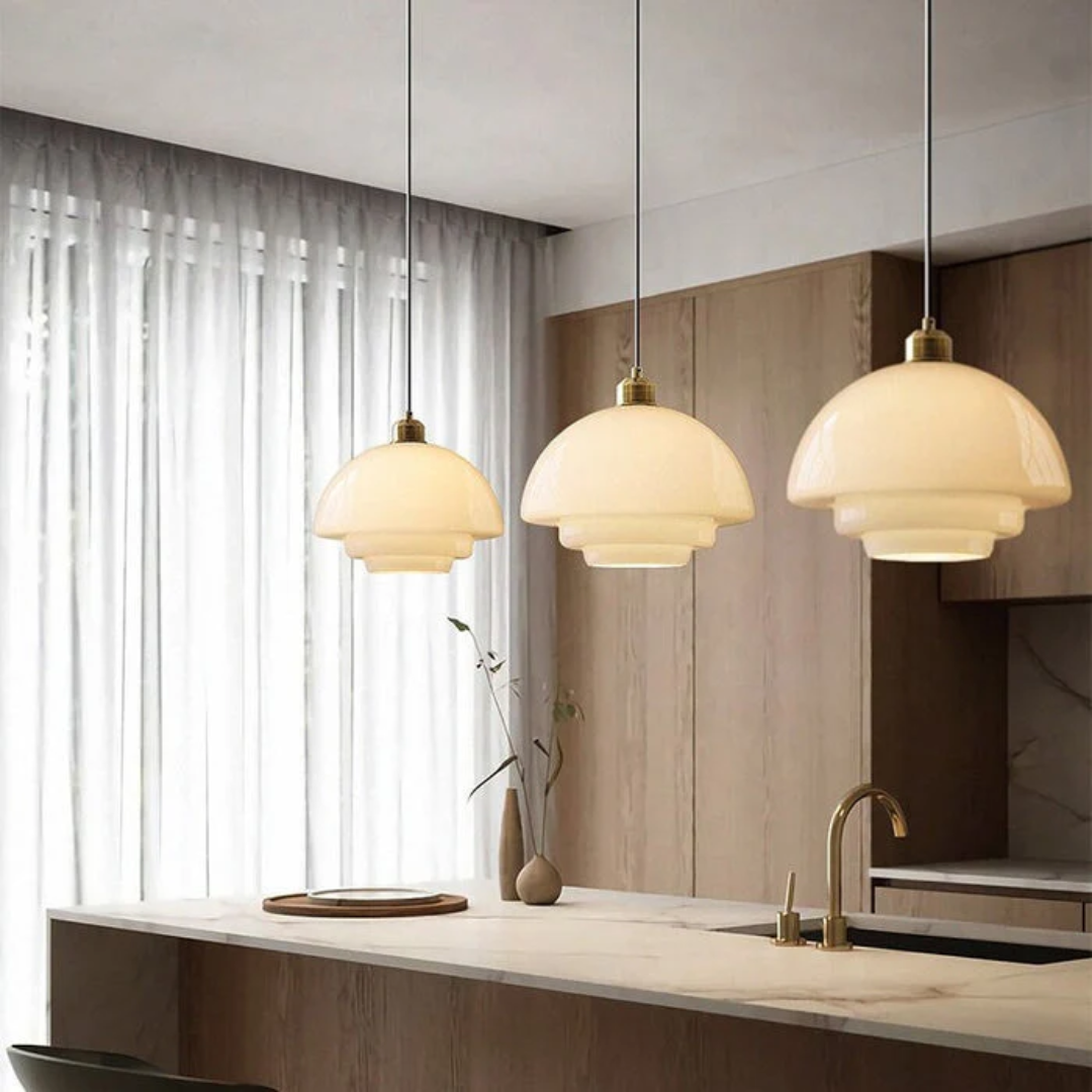 Celestia | White Glass Pendant Light for Dining and Kitchen Areas