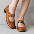 Lunora Orthopedic Leather Sandals With Buckle In Vintage Style