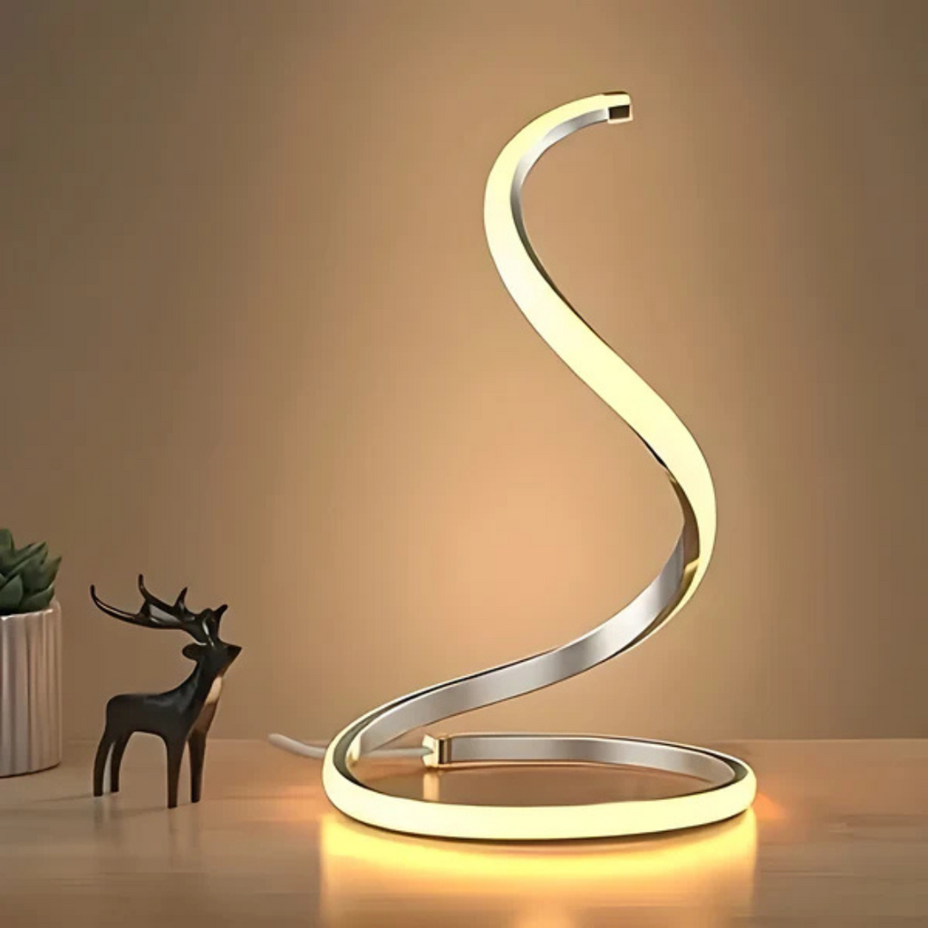 چراغ رومیزی LED مدل ElaraWave S Curve برای نورپردازی محیطی اتاق نشیمن