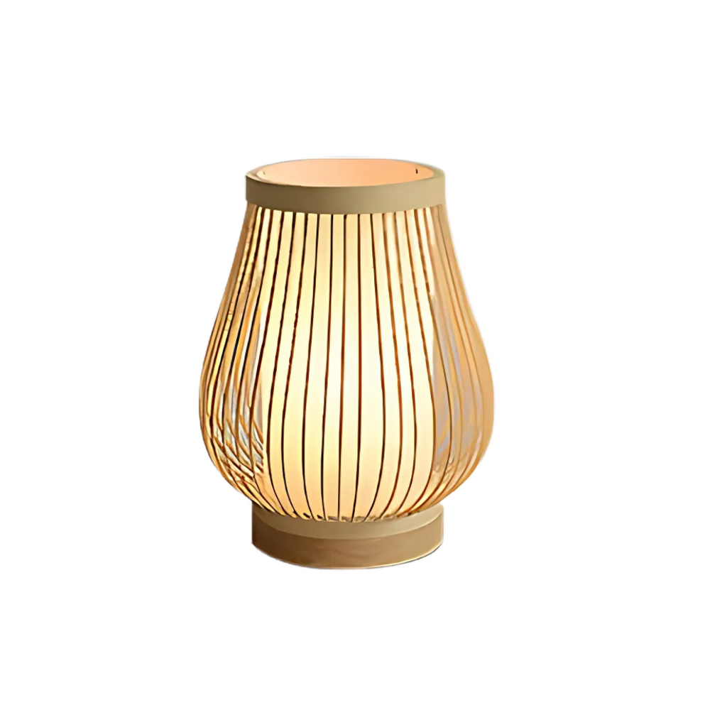 Hinata bambu LED-bordslampa i japansk stil för sovrum och skrivbord, lugnt sken